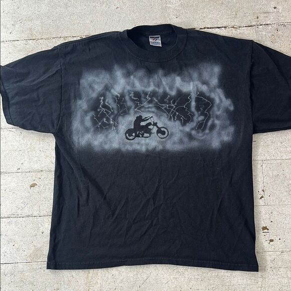 Vintage 90s/Y2k Storm Rider Motorcycle Lightning Tee - Picture 1 of 4